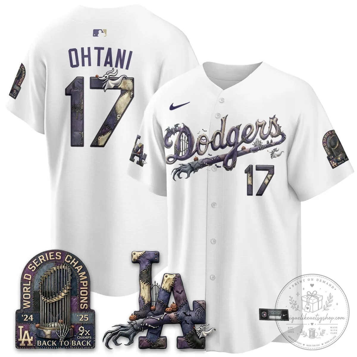 Los Angeles Dodgers Shohei Ohtani Halloween Nightmare Edition Baseball Jersey
