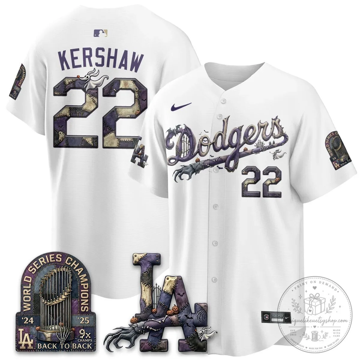Los Angeles Dodgers Shohei Ohtani Halloween Nightmare Edition Baseball Jersey 51 Los Angeles Dodgers Shohei Ohtani Halloween Nightmare Edition Baseball Jersey