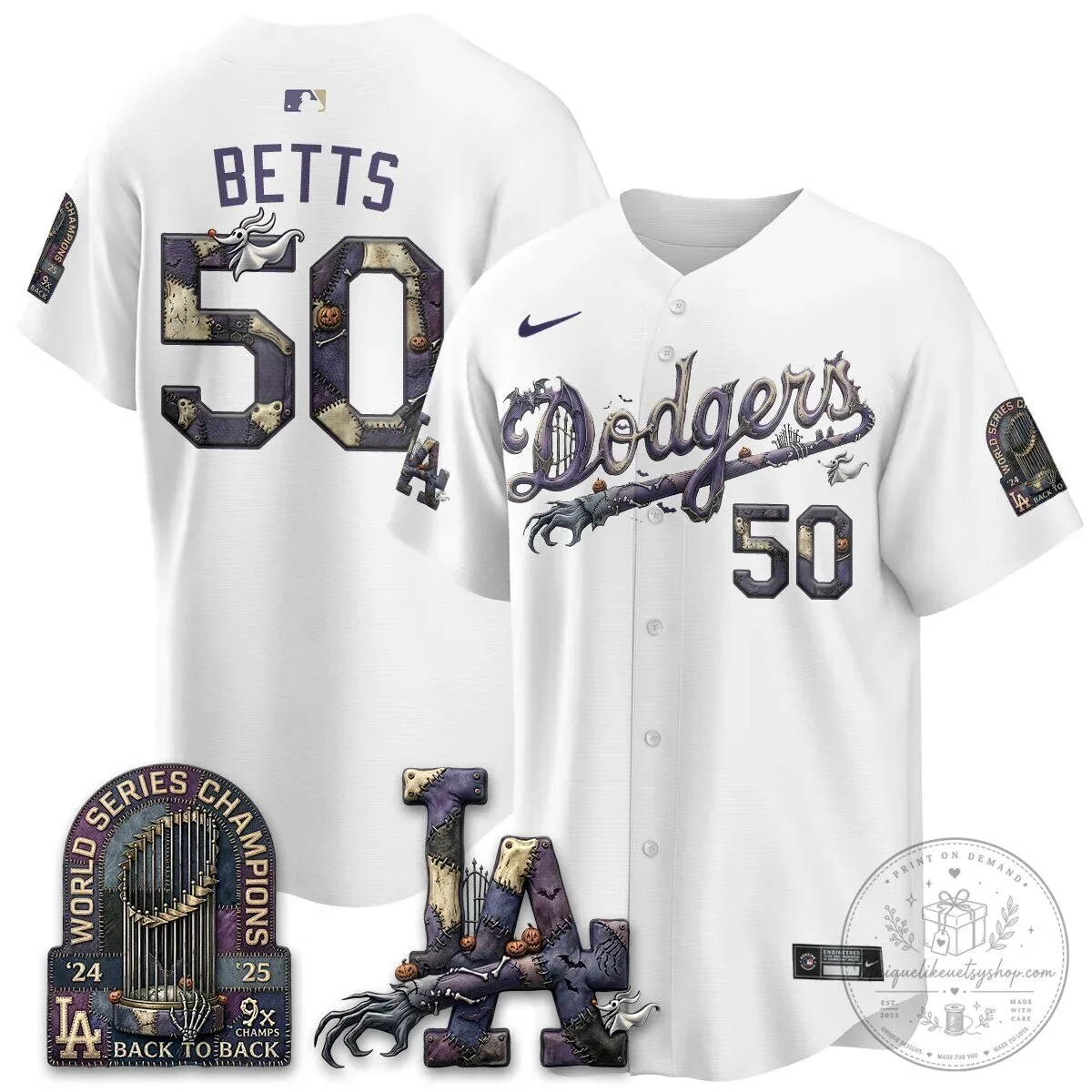 Los Angeles Dodgers Shohei Ohtani Halloween Nightmare Edition Baseball Jersey 52 Los Angeles Dodgers Shohei Ohtani Halloween Nightmare Edition Baseball Jersey