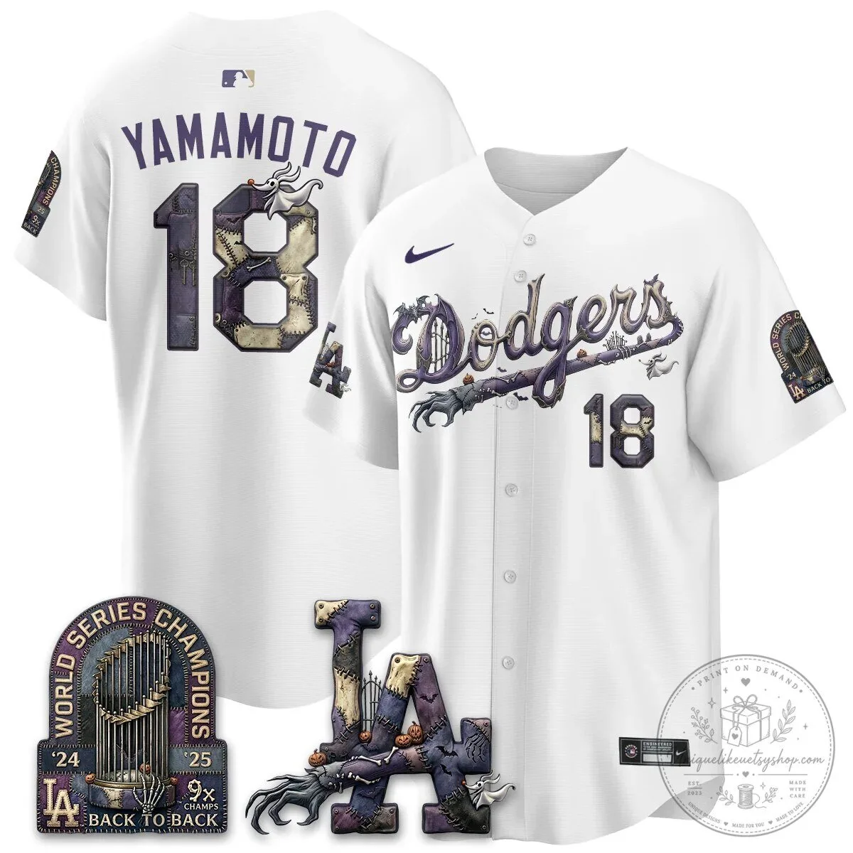 Los Angeles Dodgers Shohei Ohtani Halloween Nightmare Edition Baseball Jersey 53 Los Angeles Dodgers Shohei Ohtani Halloween Nightmare Edition Baseball Jersey