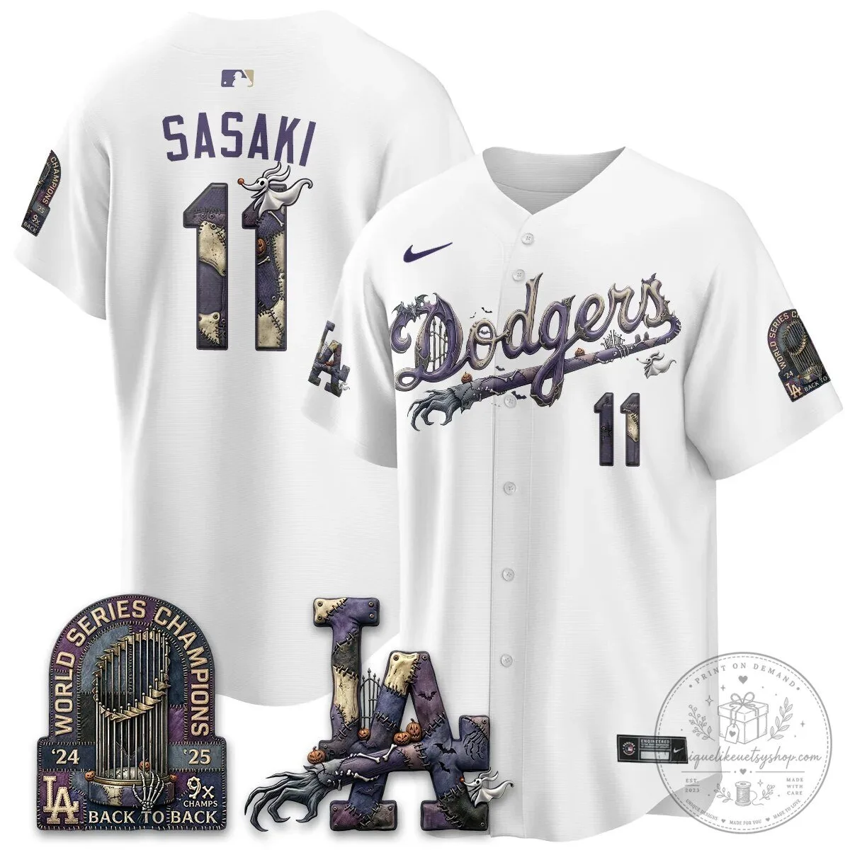 Los Angeles Dodgers Shohei Ohtani Halloween Nightmare Edition Baseball Jersey 55 Los Angeles Dodgers Shohei Ohtani Halloween Nightmare Edition Baseball Jersey