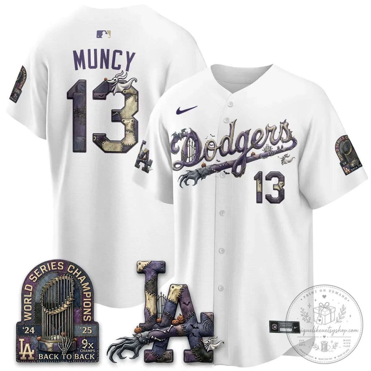 Los Angeles Dodgers Shohei Ohtani Halloween Nightmare Edition Baseball Jersey 56 Los Angeles Dodgers Shohei Ohtani Halloween Nightmare Edition Baseball Jersey