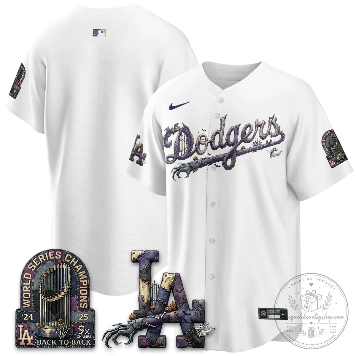 Los Angeles Dodgers Shohei Ohtani Halloween Nightmare Edition Baseball Jersey 57 Los Angeles Dodgers Shohei Ohtani Halloween Nightmare Edition Baseball Jersey