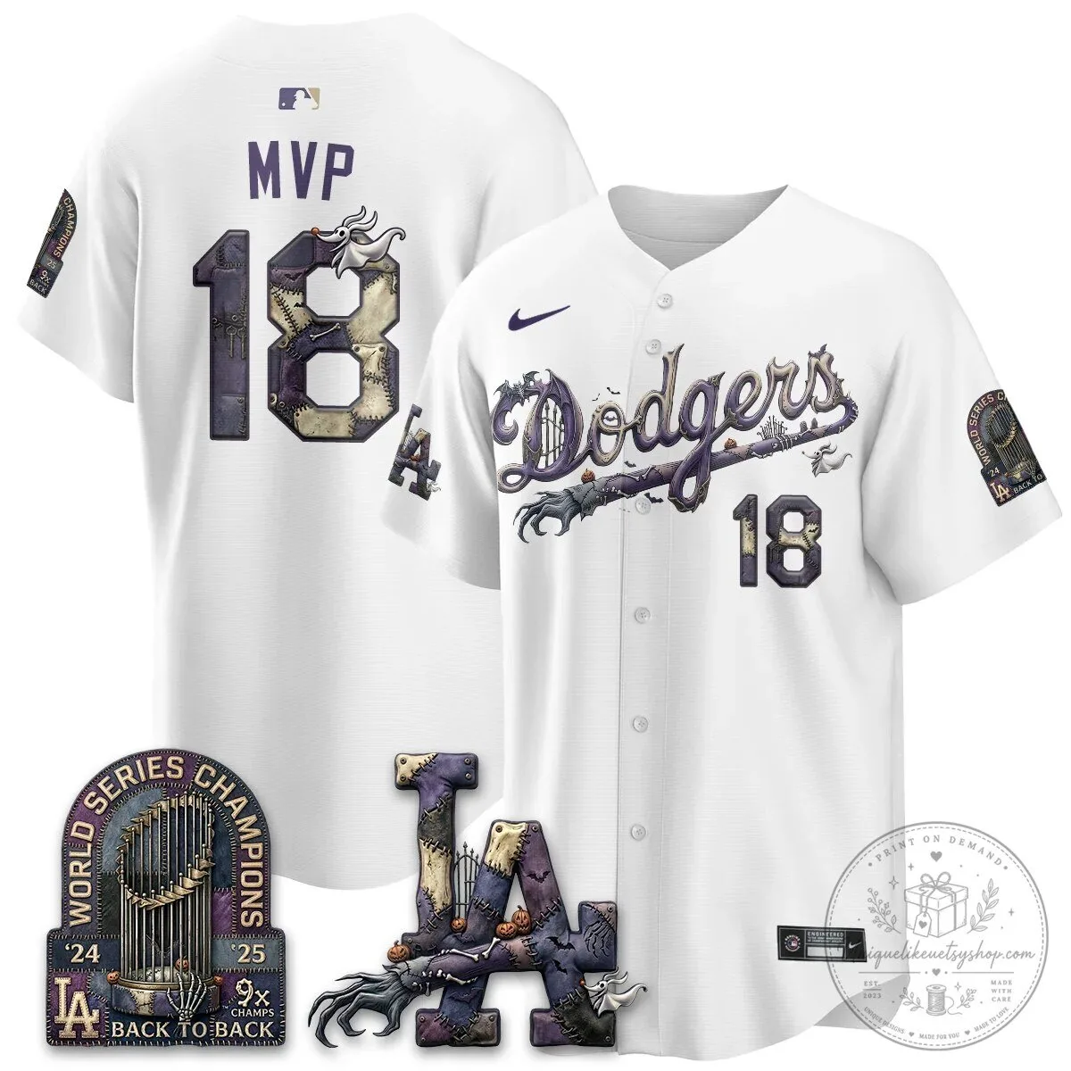 Los Angeles Dodgers Shohei Ohtani Halloween Nightmare Edition Baseball Jersey 58 Los Angeles Dodgers Shohei Ohtani Halloween Nightmare Edition Baseball Jersey