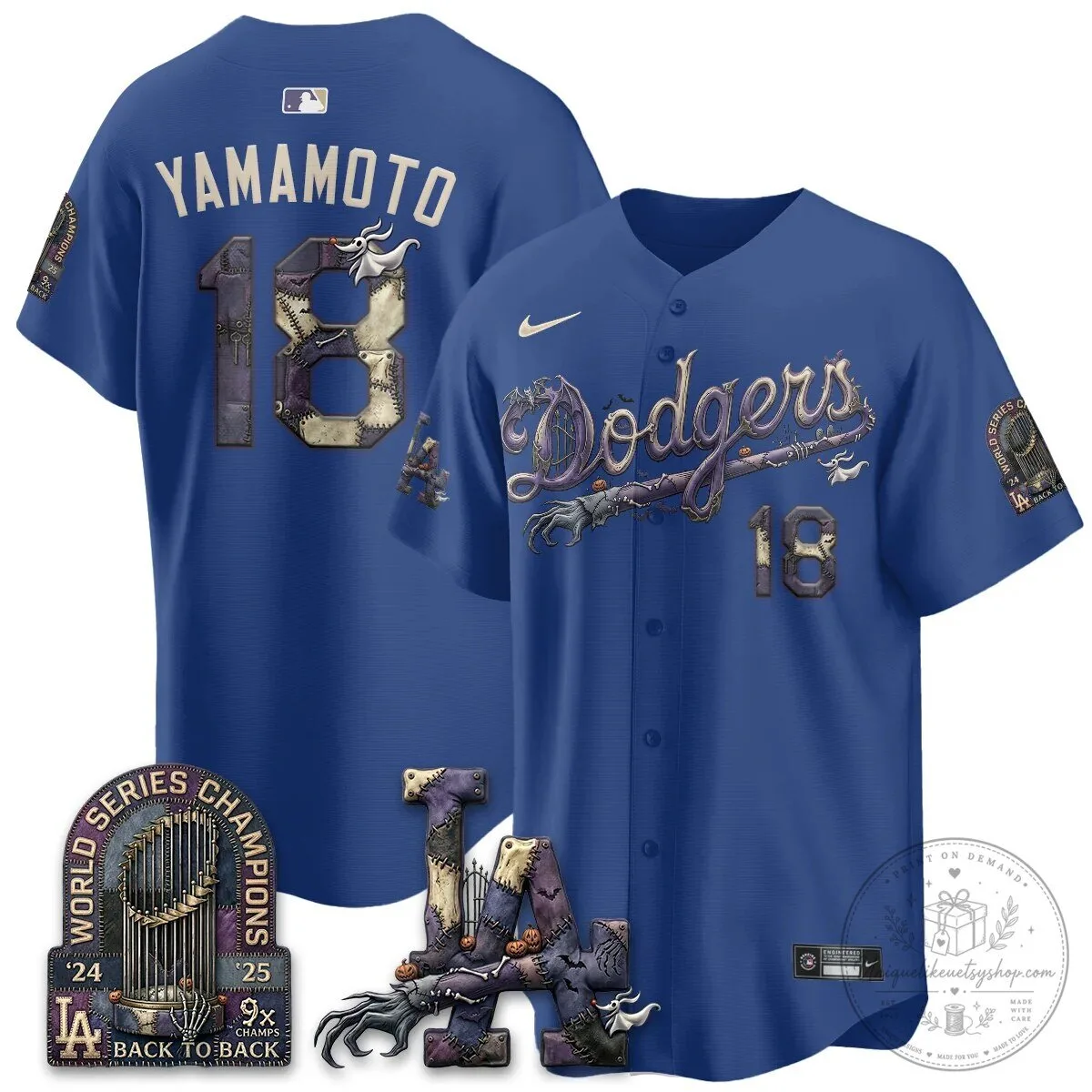 Los Angeles Dodgers Shohei Ohtani Halloween Nightmare Edition Baseball Jersey 63 Los Angeles Dodgers Shohei Ohtani Halloween Nightmare Edition Baseball Jersey