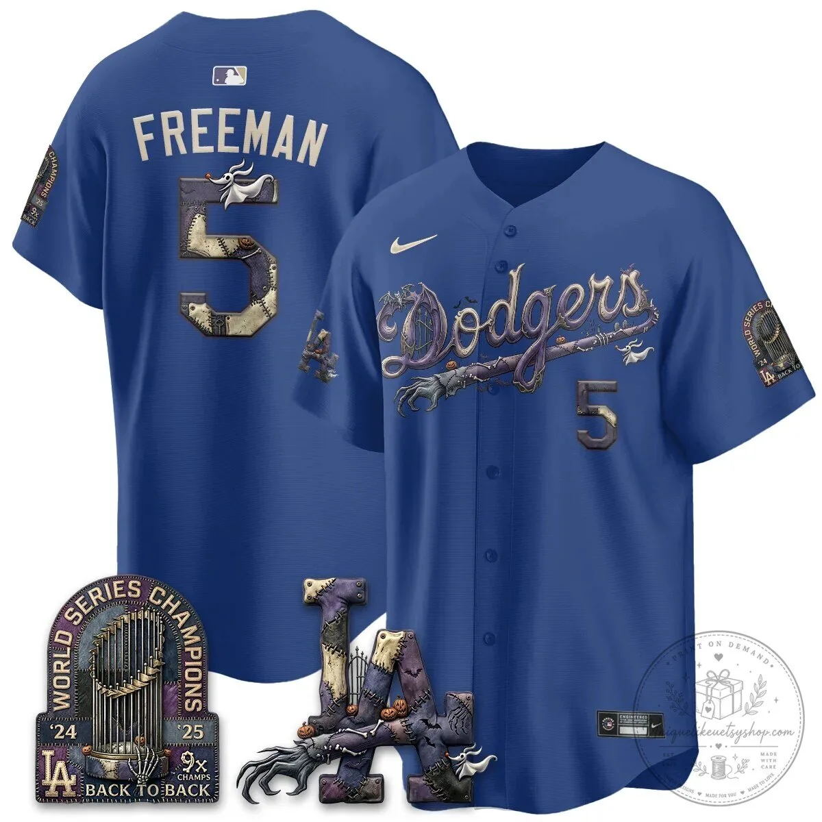 Los Angeles Dodgers Shohei Ohtani Halloween Nightmare Edition Baseball Jersey 64 Los Angeles Dodgers Shohei Ohtani Halloween Nightmare Edition Baseball Jersey