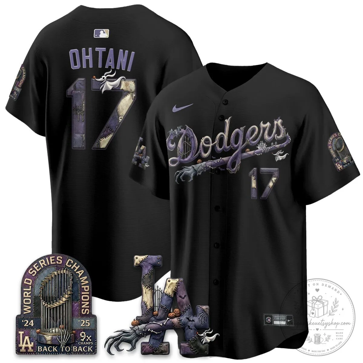 Los Angeles Dodgers Shohei Ohtani Halloween Nightmare Edition Baseball Jersey 70 Los Angeles Dodgers Shohei Ohtani Halloween Nightmare Edition Baseball Jersey