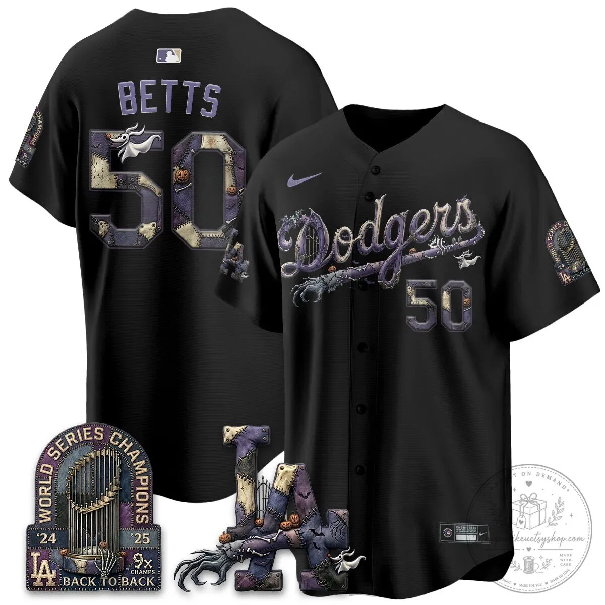 Los Angeles Dodgers Shohei Ohtani Halloween Nightmare Edition Baseball Jersey 72 Los Angeles Dodgers Shohei Ohtani Halloween Nightmare Edition Baseball Jersey