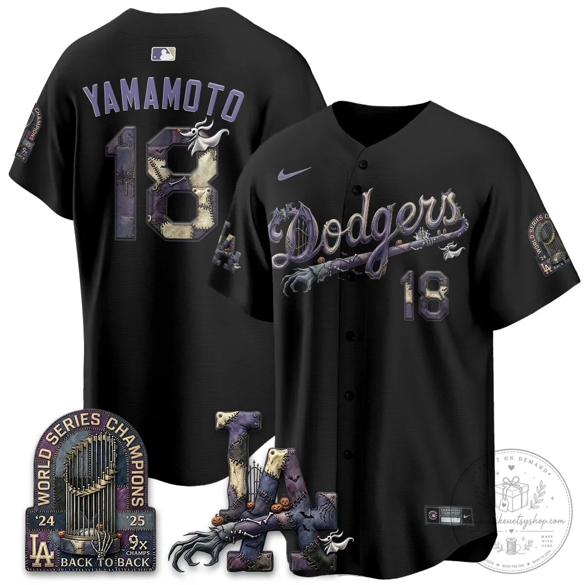 Los Angeles Dodgers Shohei Ohtani Halloween Nightmare Edition Baseball Jersey 73 Los Angeles Dodgers Shohei Ohtani Halloween Nightmare Edition Baseball Jersey