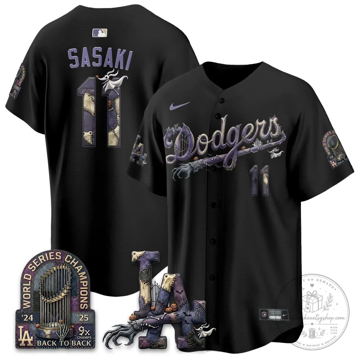 Los Angeles Dodgers Shohei Ohtani Halloween Nightmare Edition Baseball Jersey 75 Los Angeles Dodgers Shohei Ohtani Halloween Nightmare Edition Baseball Jersey