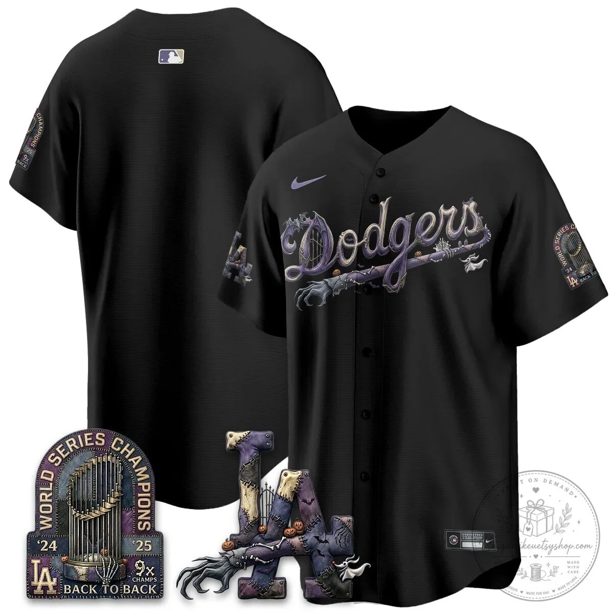 Los Angeles Dodgers Shohei Ohtani Halloween Nightmare Edition Baseball Jersey 77 Los Angeles Dodgers Shohei Ohtani Halloween Nightmare Edition Baseball Jersey