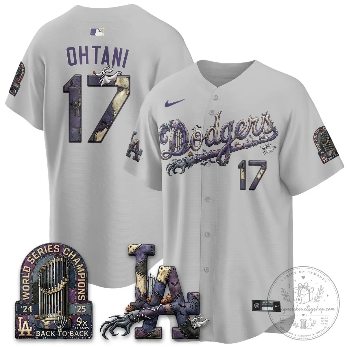 Los Angeles Dodgers Shohei Ohtani Halloween Nightmare Edition Baseball Jersey 80 Los Angeles Dodgers Shohei Ohtani Halloween Nightmare Edition Baseball Jersey
