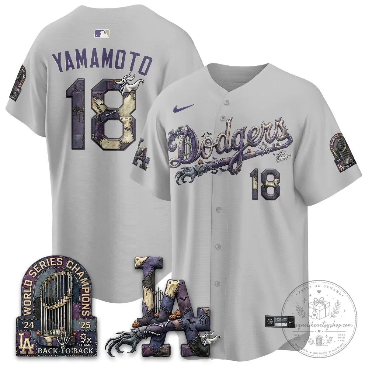 Los Angeles Dodgers Shohei Ohtani Halloween Nightmare Edition Baseball Jersey 83 Los Angeles Dodgers Shohei Ohtani Halloween Nightmare Edition Baseball Jersey