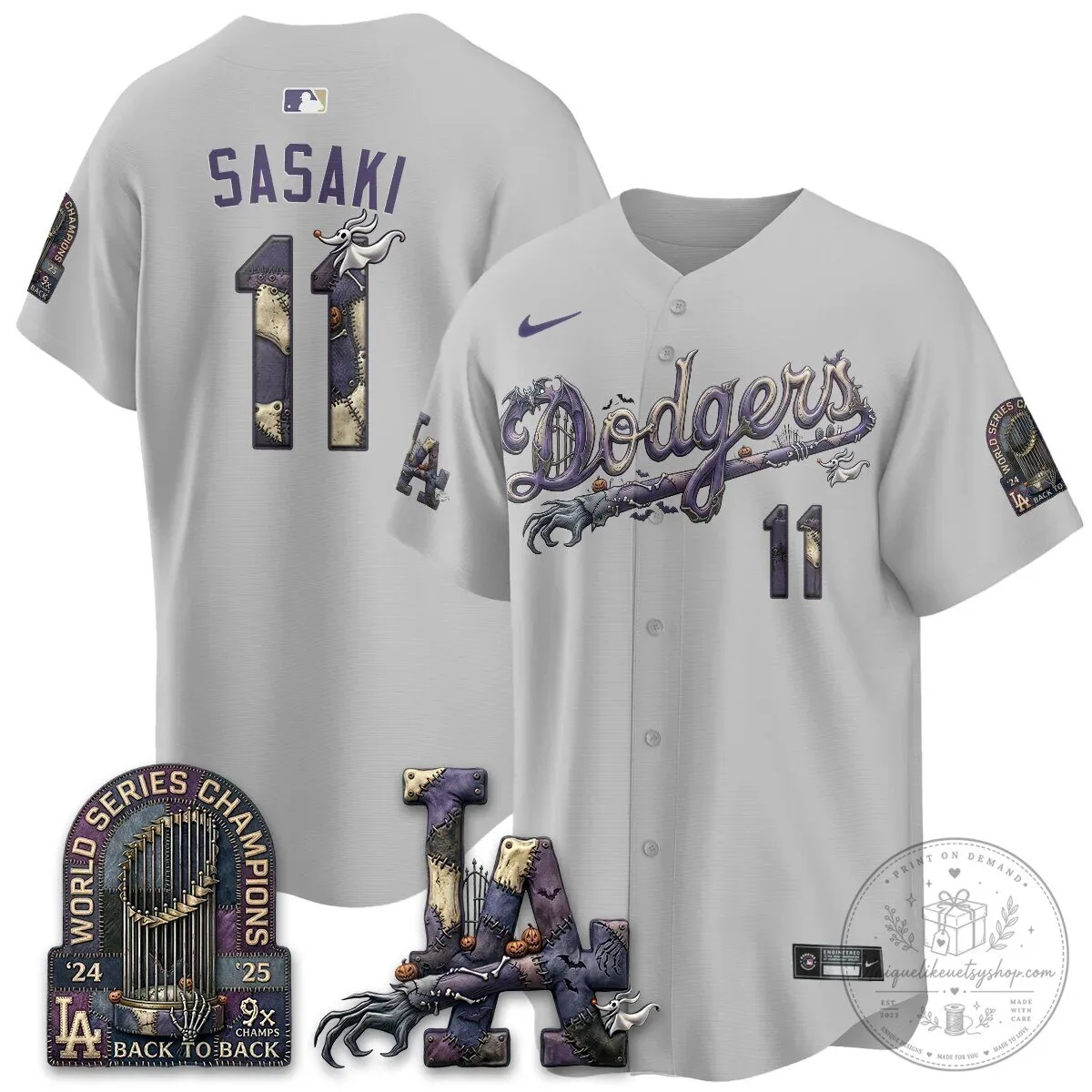 Los Angeles Dodgers Shohei Ohtani Halloween Nightmare Edition Baseball Jersey 85 Los Angeles Dodgers Shohei Ohtani Halloween Nightmare Edition Baseball Jersey