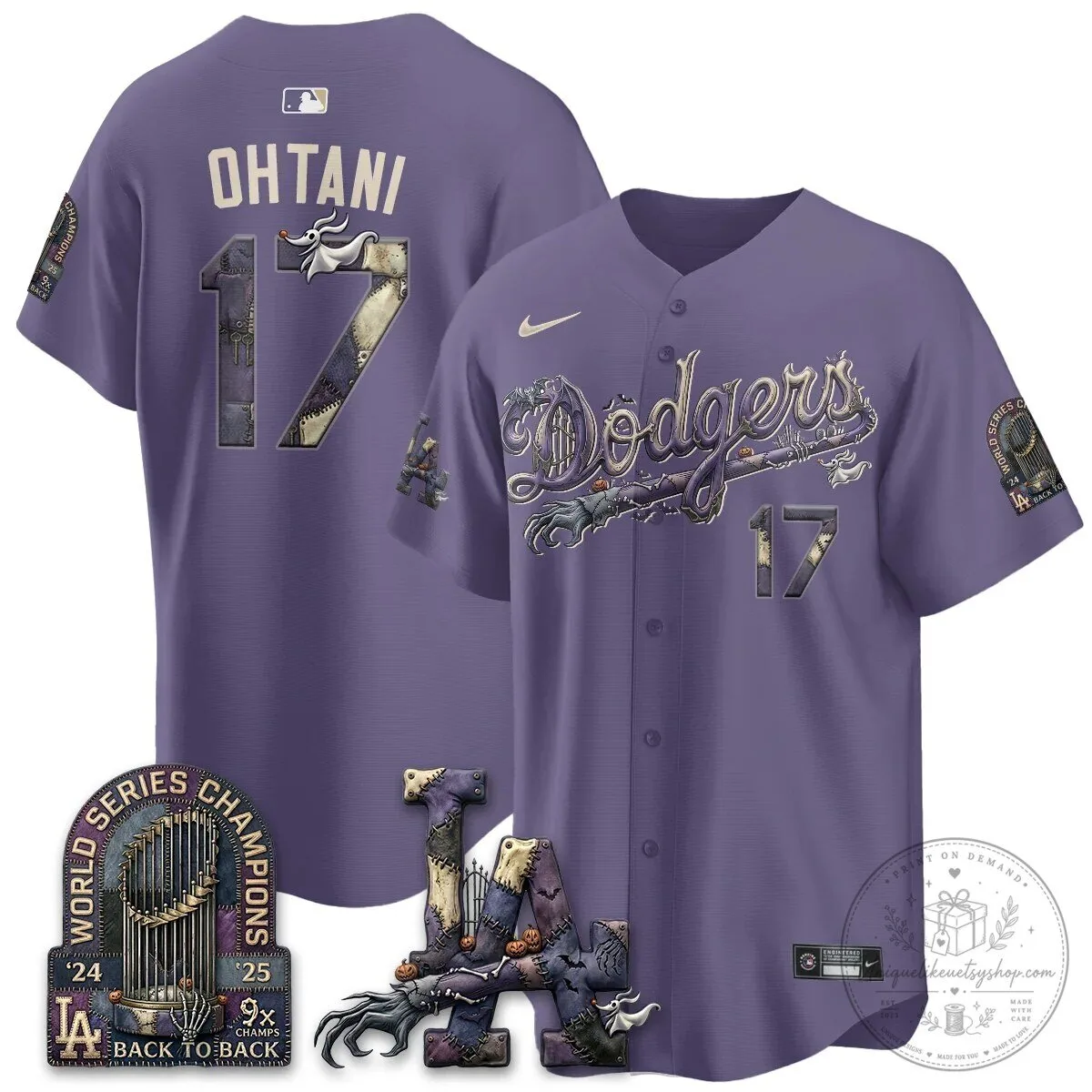 Los Angeles Dodgers Shohei Ohtani Halloween Nightmare Edition Baseball Jersey 90 Los Angeles Dodgers Shohei Ohtani Halloween Nightmare Edition Baseball Jersey
