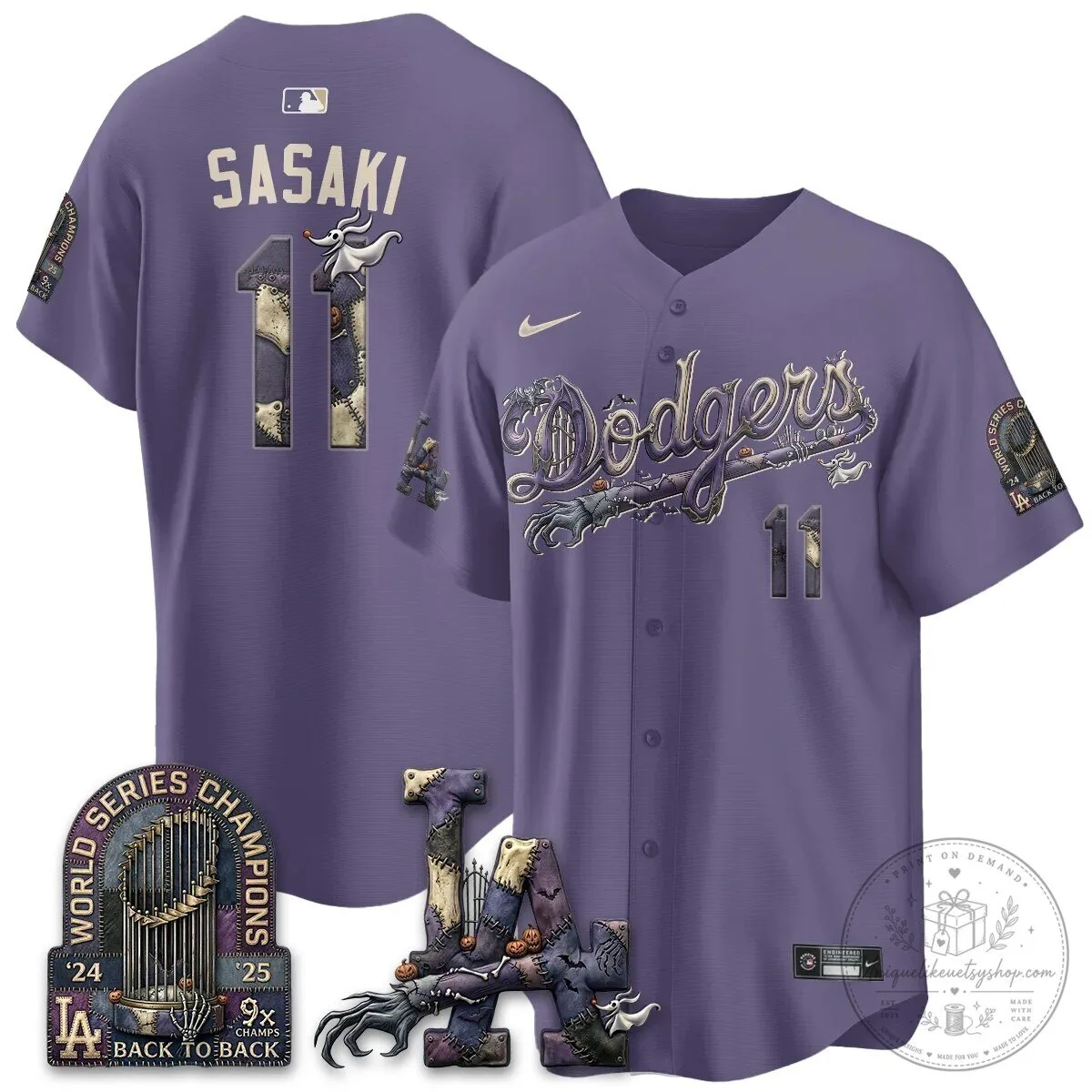 Los Angeles Dodgers Shohei Ohtani Halloween Nightmare Edition Baseball Jersey 95 Los Angeles Dodgers Shohei Ohtani Halloween Nightmare Edition Baseball Jersey