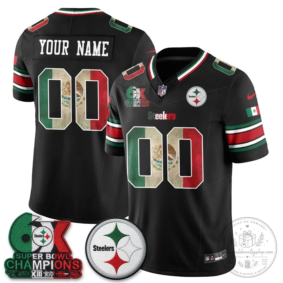 Pittsburgh Steelers Mexico Edition Super Bowl Champions Football Jersey