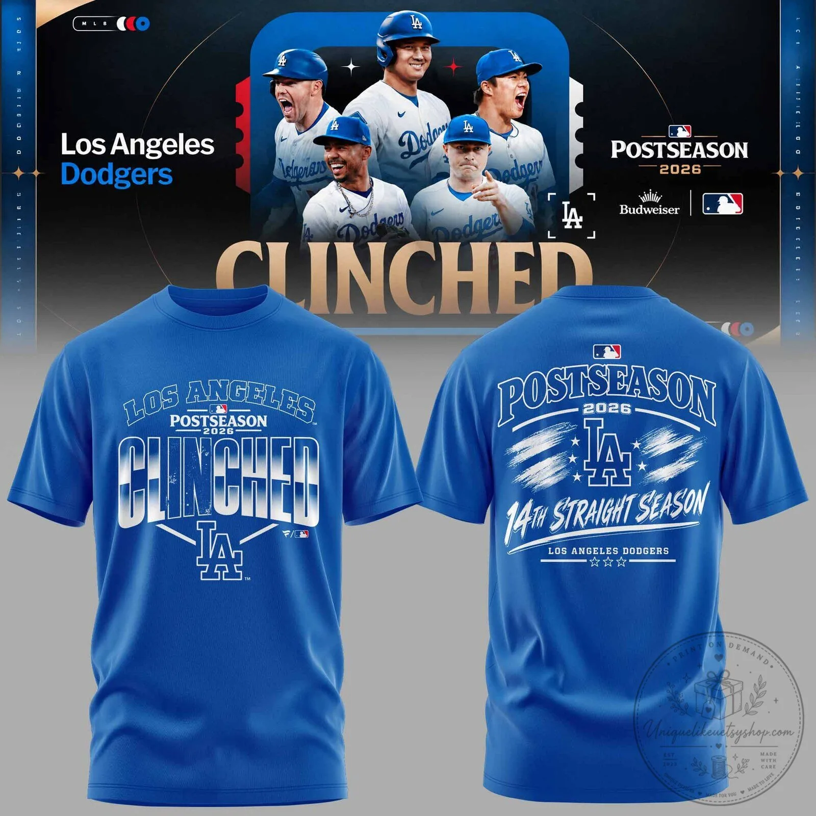 2026 Postseason Clinched T-Shirt for 14th Consecutive Season - Los Angeles Dodgers