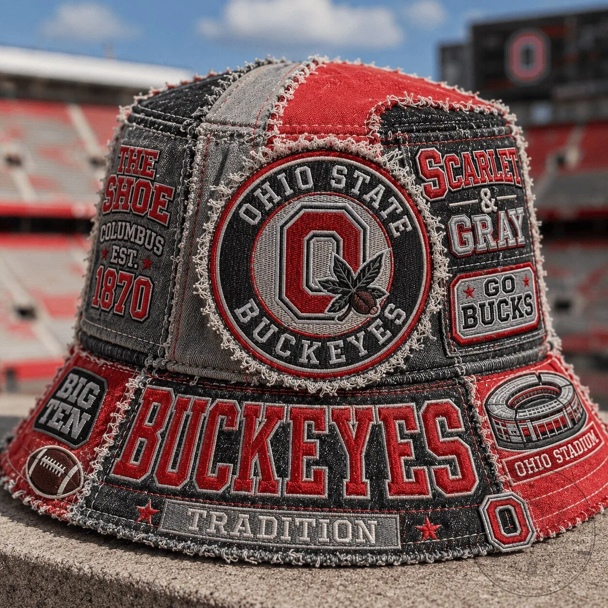 Ohio State Buckeyes Patchwork Bucket Hat