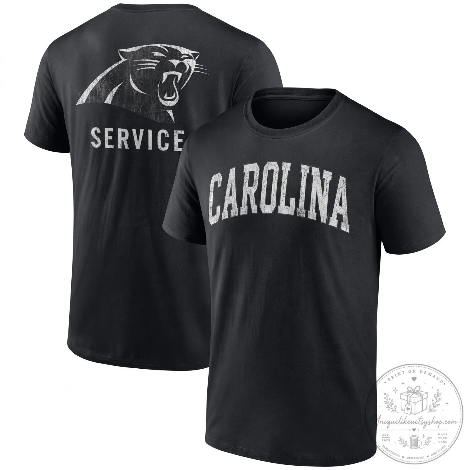 Carolina Panthers Salute To Service Distressed Logo Black T-Shirt