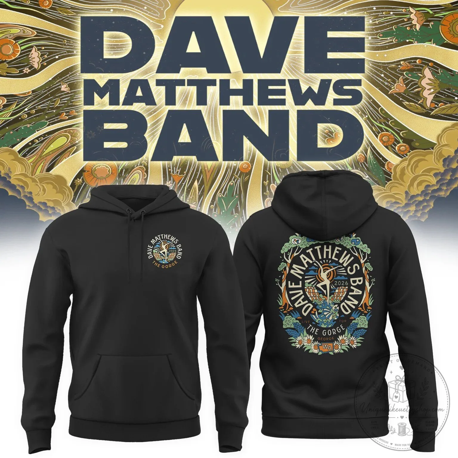 Dave Matthews Band The Gorge Concert 2026 Black Pullover Hoodie