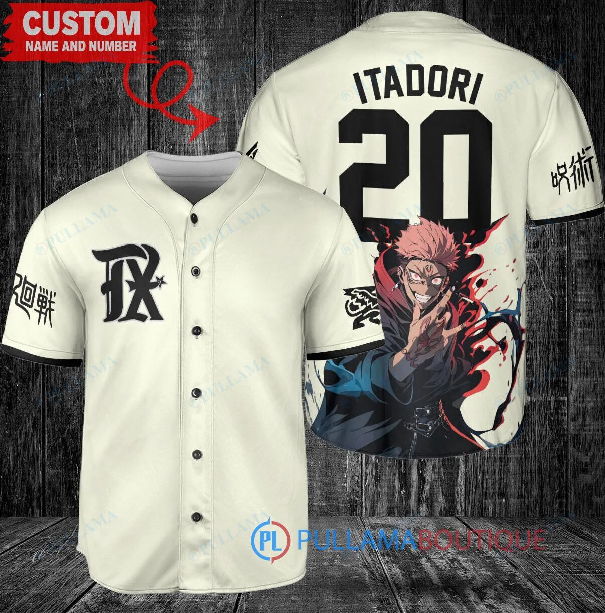 Texas Rangers Baseball Yuji Itadori Jujutsu Kaisen Anime Custom Baseball Jersey