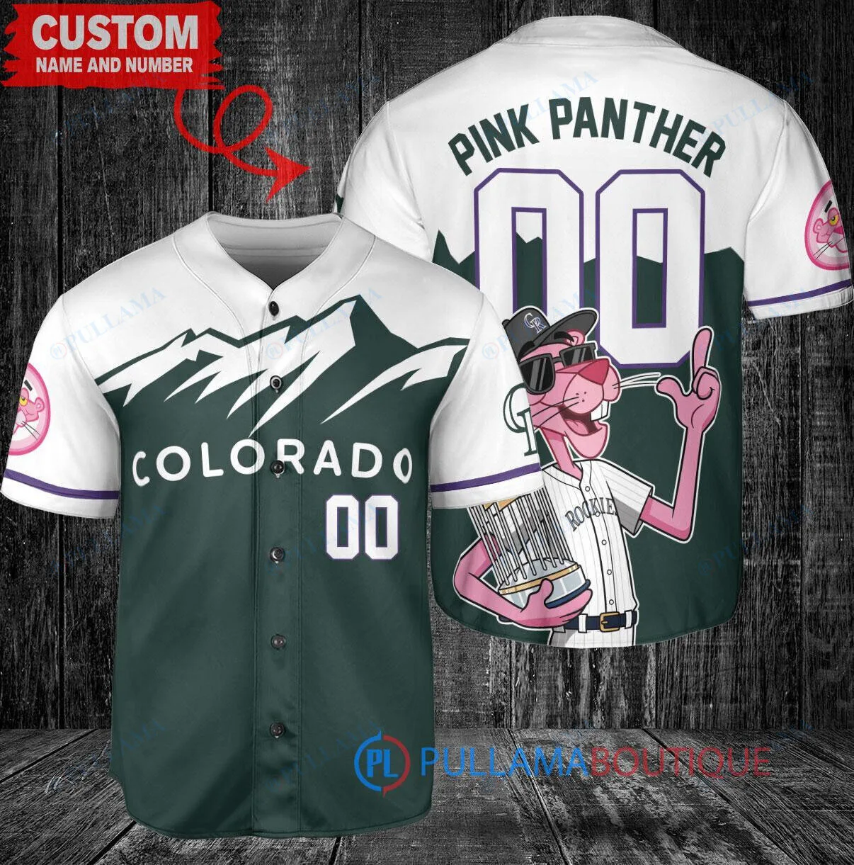Colorado Rockies Baseball Pink Panther World Series Trophy Custom Baseball Jersey