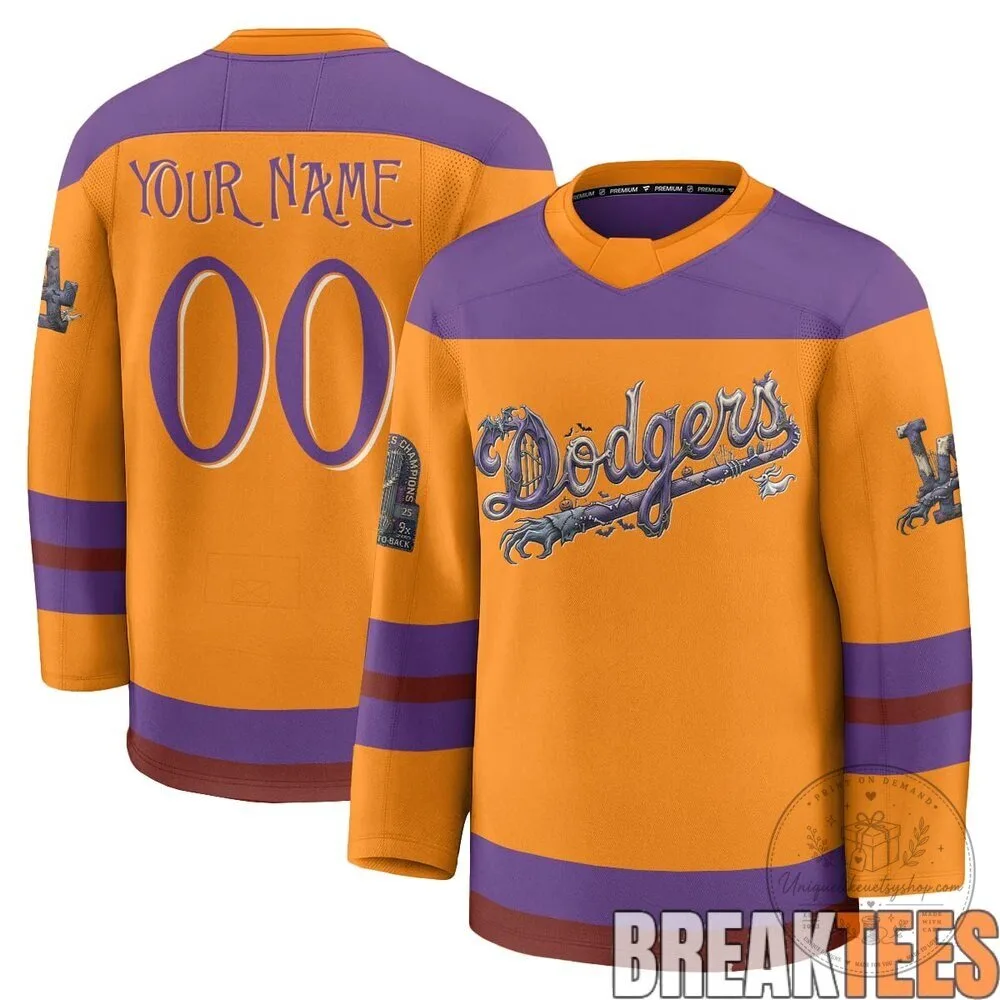 Los Angeles Dodgers Nightmare Halloween Edition Custom Hockey Jersey