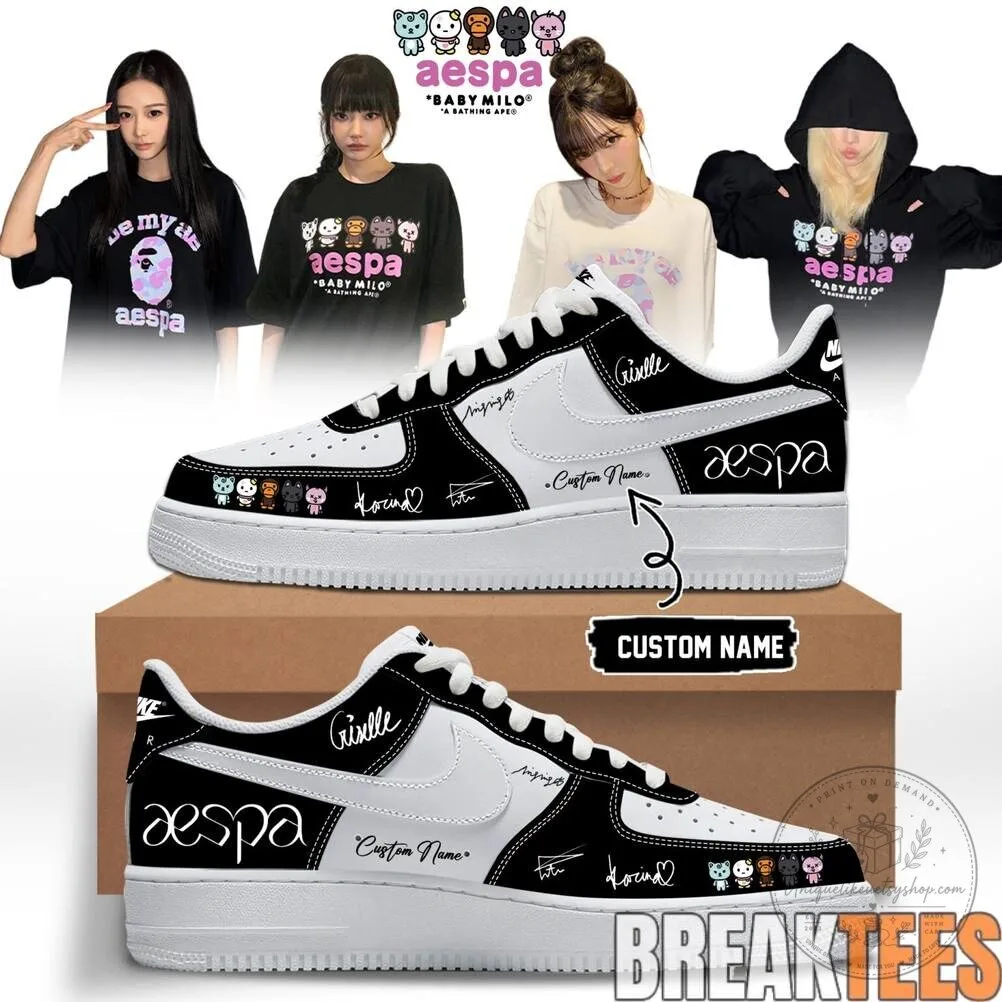 Aespa Giselle Custom Name White Air Force One Style Sneakers 3 Aespa Giselle Custom Name White Air Force One Style Sneakers