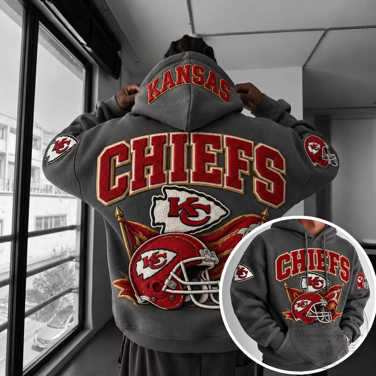 Kansas City Chiefs American Football Team Gray Hoodie
