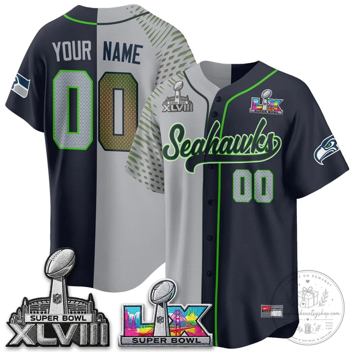 Custom Baseball Jersey for Seattle Seahawks Super Bowl XLVIII Fans 5 Custom Baseball Jersey for Seattle Seahawks Super Bowl XLVIII Fans