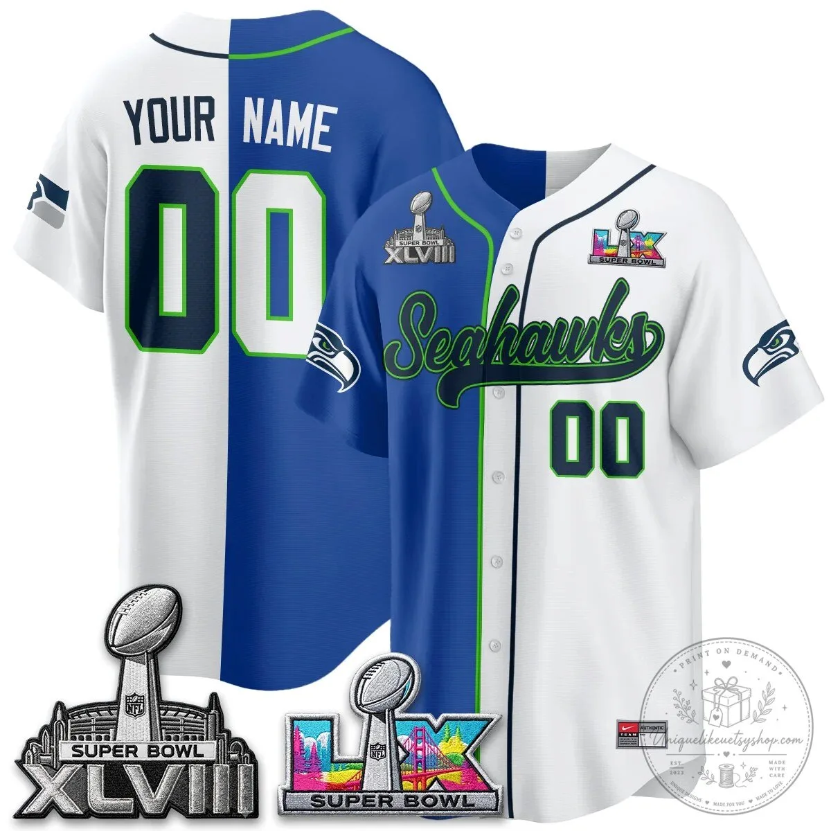 Custom Baseball Jersey for Seattle Seahawks Super Bowl XLVIII Fans 6 Custom Baseball Jersey for Seattle Seahawks Super Bowl XLVIII Fans