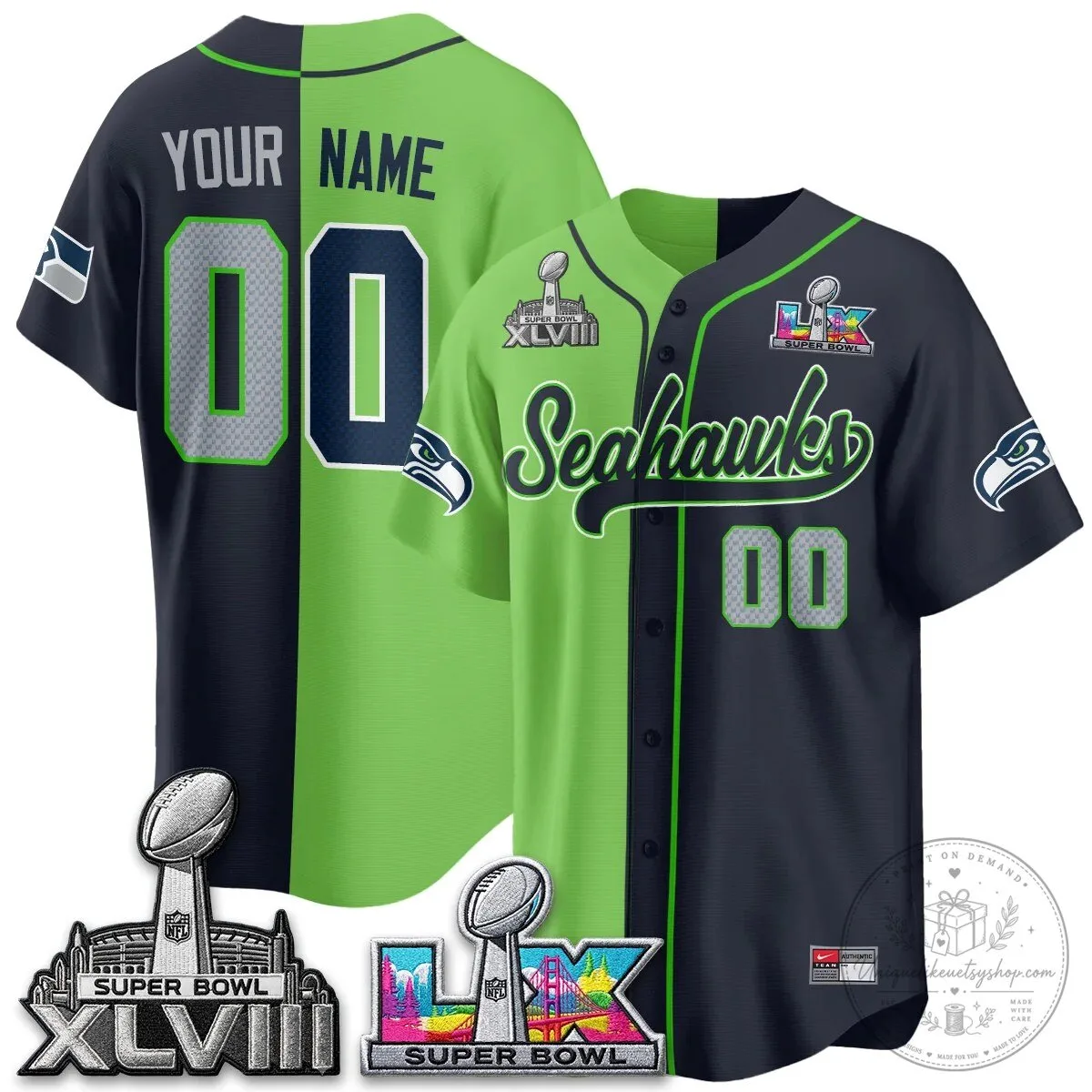 Custom Baseball Jersey for Seattle Seahawks Super Bowl XLVIII Fans 7 Custom Baseball Jersey for Seattle Seahawks Super Bowl XLVIII Fans