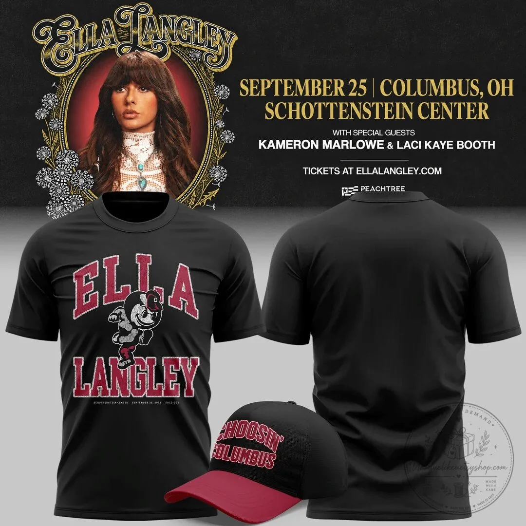 Ella Langley Concert Tour Columbus Ohio Buckeyes Mascot Graphic Black T-Shirt