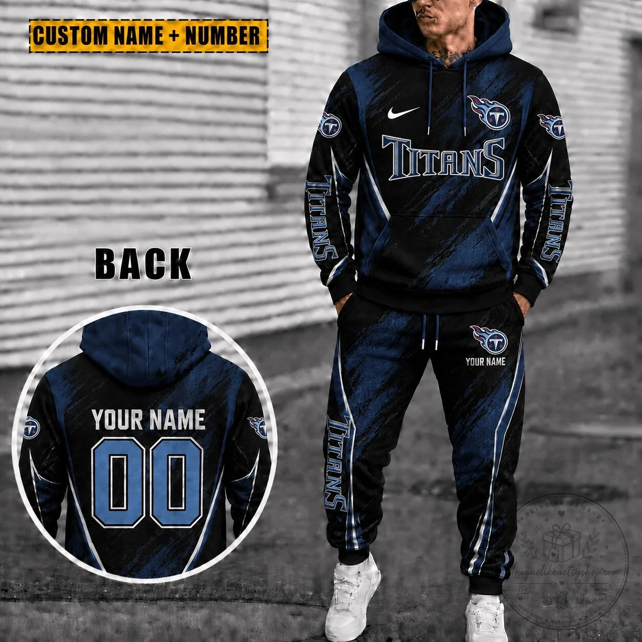 Tennessee Titans Personalized Full Print Hoodie and Sweatpants Set