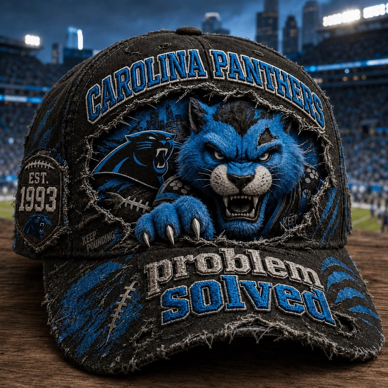 Carolina Panthers Football Team Problem Solved Distressed Cap Hat