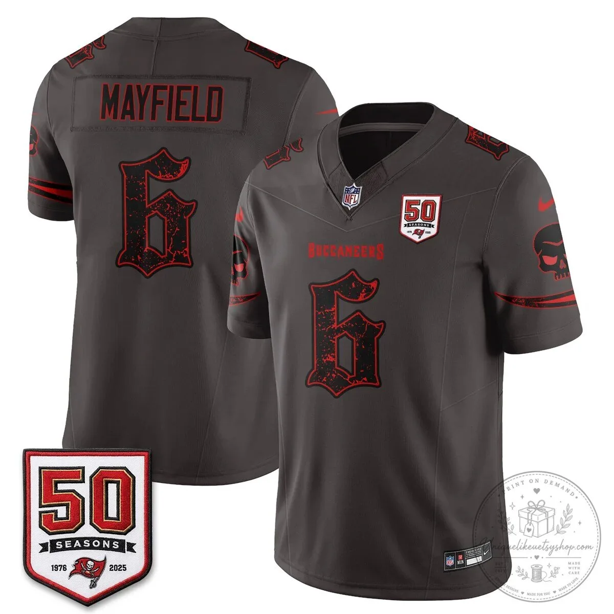 Tampa Bay Buccaneers Baker Mayfield Black 50 Seasons Edition Vapor Football Jersey 45 Tampa Bay Buccaneers Baker Mayfield Black 50 Seasons Edition Vapor Football Jersey