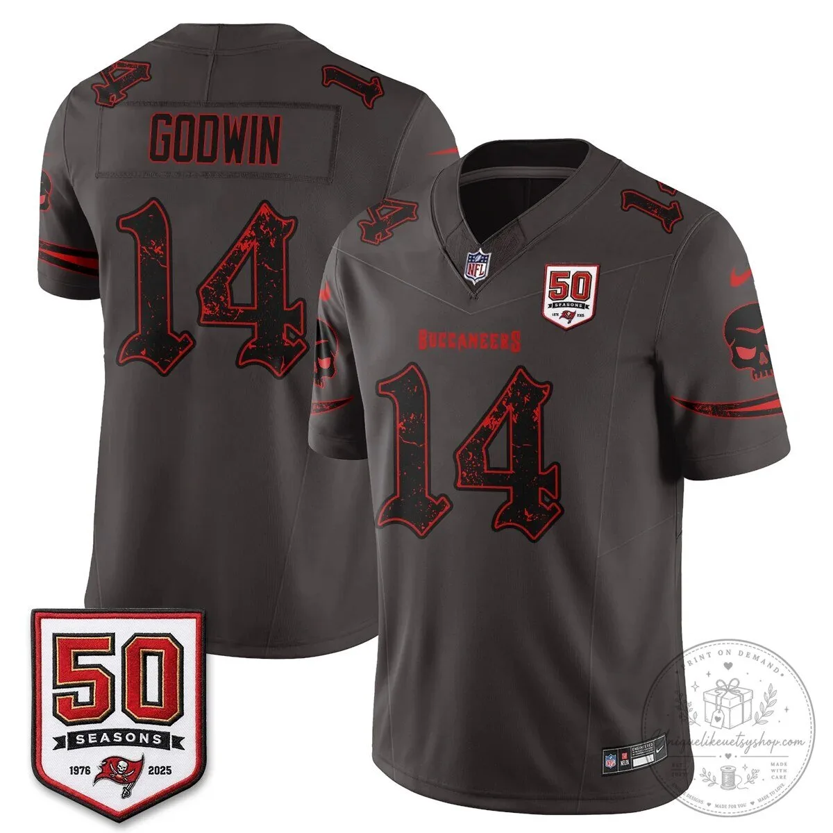 Tampa Bay Buccaneers Baker Mayfield Black 50 Seasons Edition Vapor Football Jersey 46 Tampa Bay Buccaneers Baker Mayfield Black 50 Seasons Edition Vapor Football Jersey