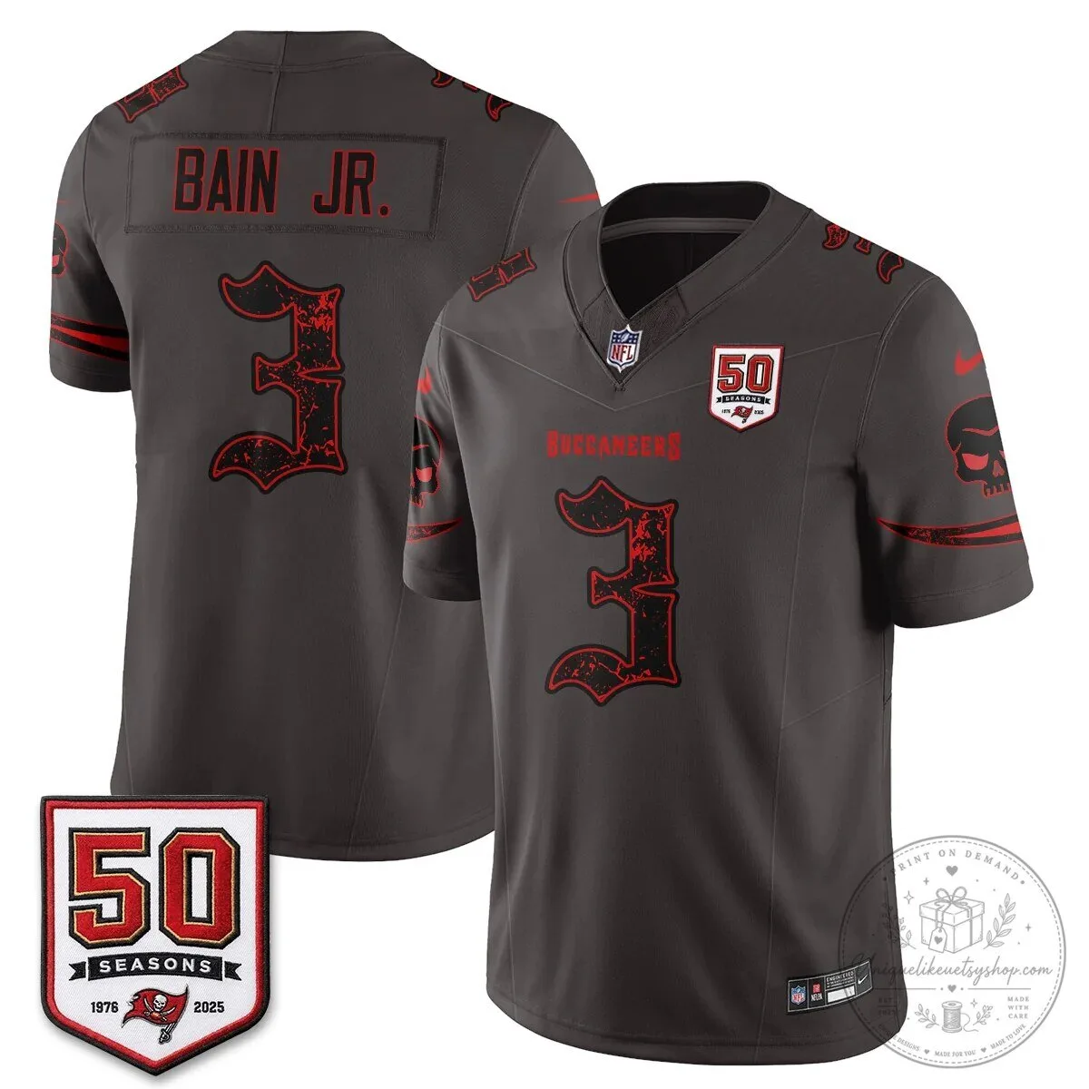 Tampa Bay Buccaneers Baker Mayfield Black 50 Seasons Edition Vapor Football Jersey 51 Tampa Bay Buccaneers Baker Mayfield Black 50 Seasons Edition Vapor Football Jersey