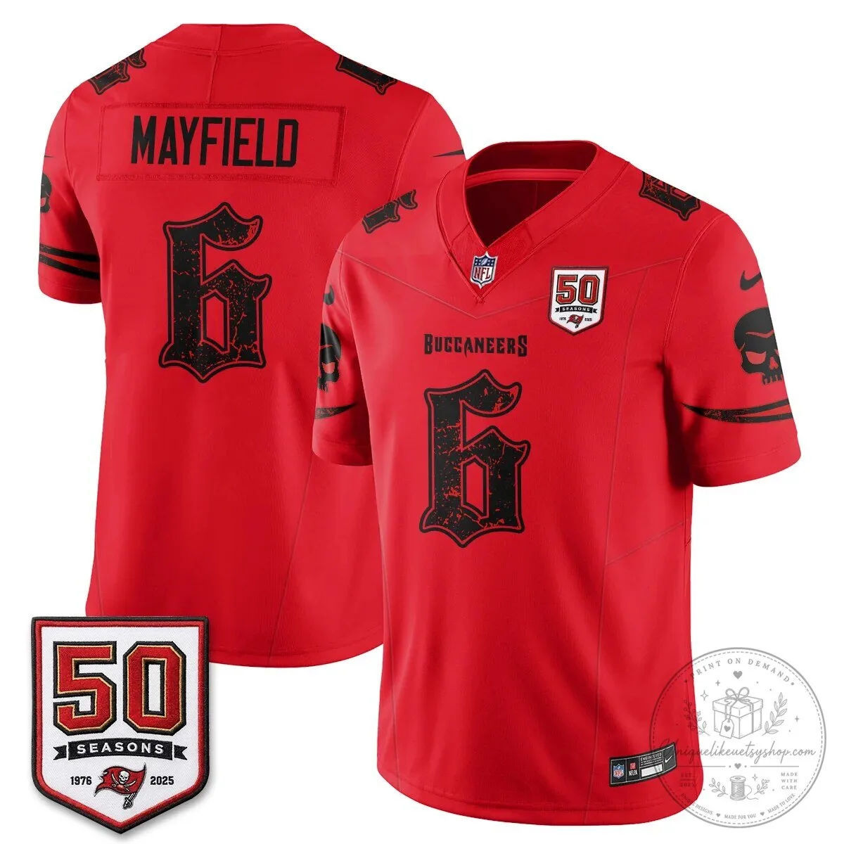 Tampa Bay Buccaneers Baker Mayfield Black 50 Seasons Edition Vapor Football Jersey 54 Tampa Bay Buccaneers Baker Mayfield Black 50 Seasons Edition Vapor Football Jersey