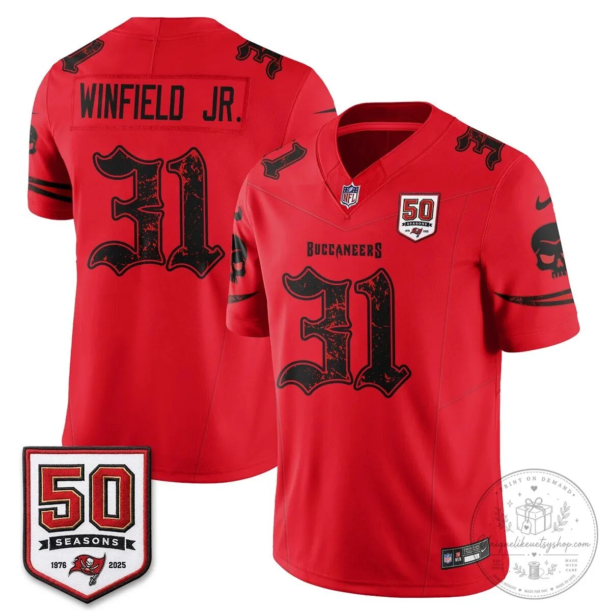 Tampa Bay Buccaneers Baker Mayfield Black 50 Seasons Edition Vapor Football Jersey 57 Tampa Bay Buccaneers Baker Mayfield Black 50 Seasons Edition Vapor Football Jersey