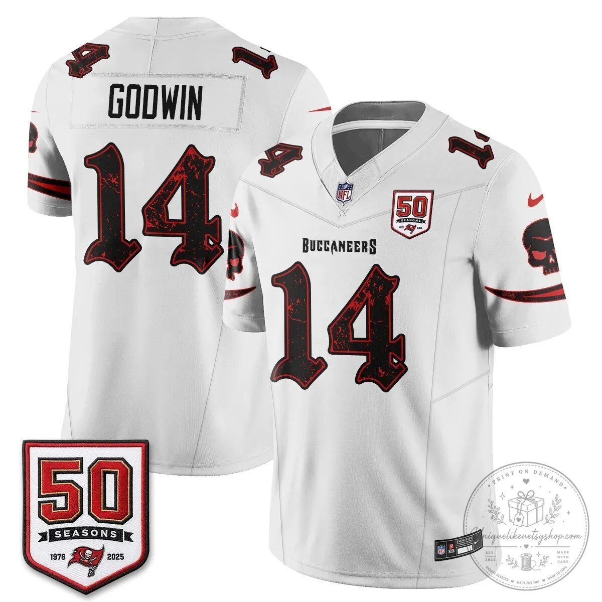 Tampa Bay Buccaneers Baker Mayfield Black 50 Seasons Edition Vapor Football Jersey 64 Tampa Bay Buccaneers Baker Mayfield Black 50 Seasons Edition Vapor Football Jersey