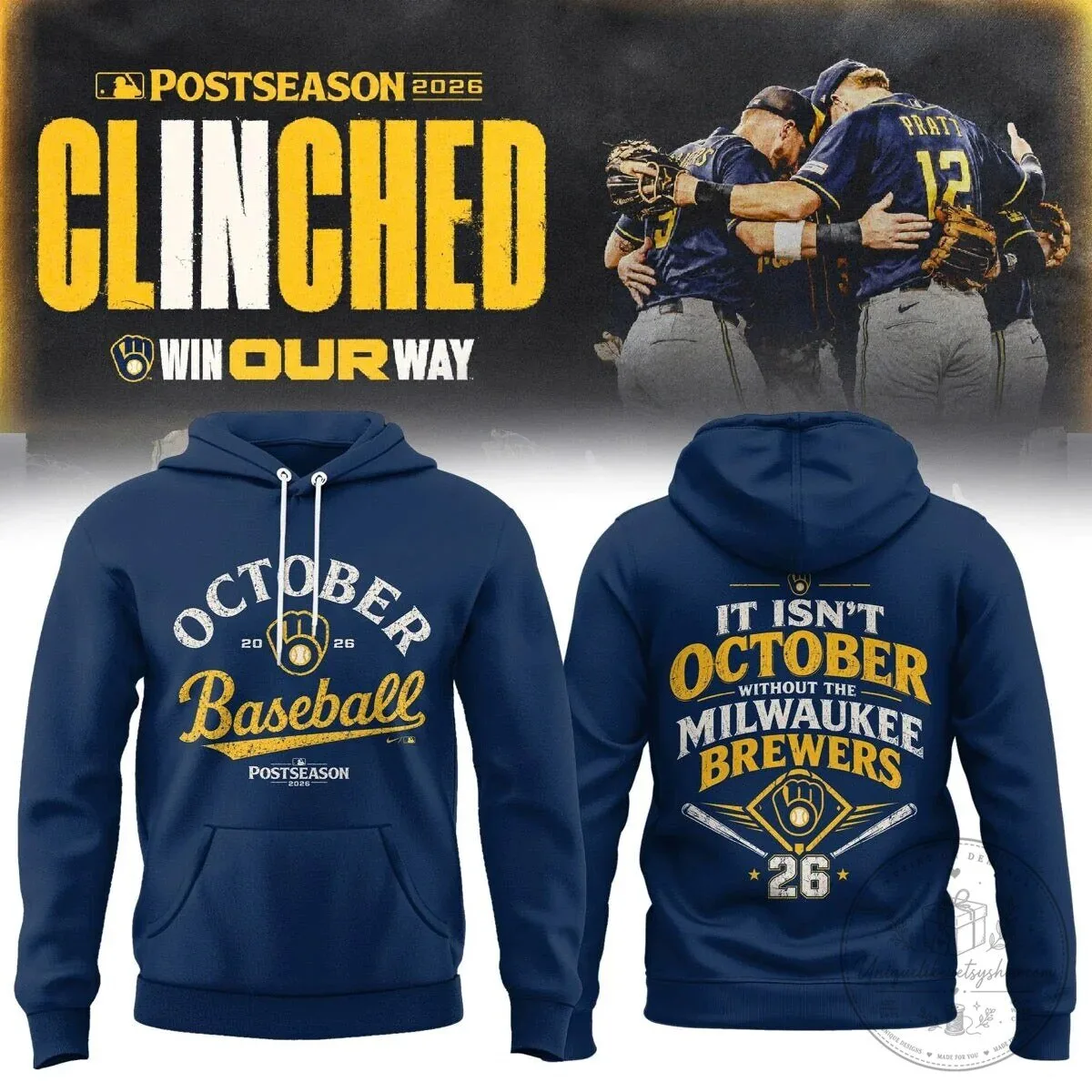 Milwaukee Brewers Postseason 2026 October Baseball Graphic Hoodie