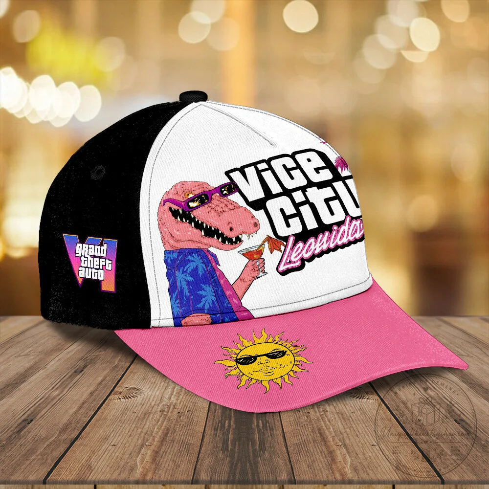Grand Theft Auto Vice City Dinosaur Drinking Cocktail Trucker Hat 5 Grand Theft Auto Vice City Dinosaur Drinking Cocktail Trucker Hat