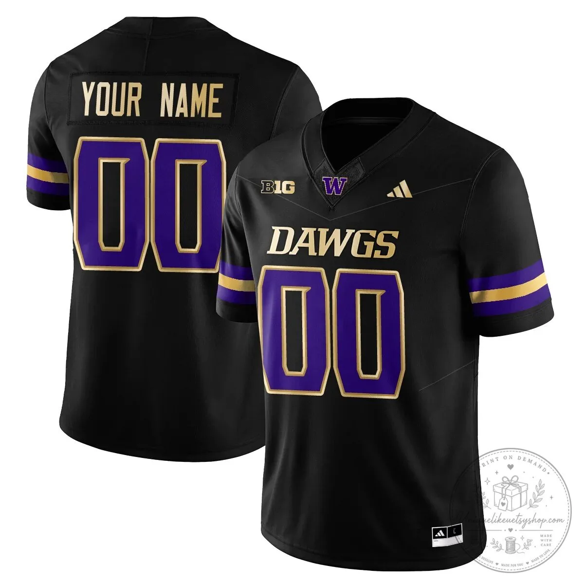 Washington Huskies Custom Black Football Jersey