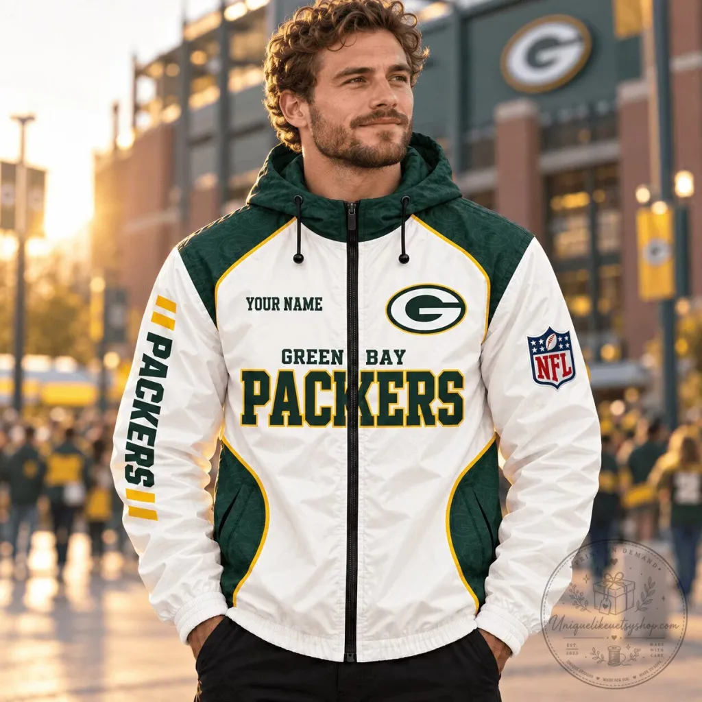 NFL Fan Gift Green Bay Packers Personalized Windbreaker Jacket NFL Fan Gift Green Bay Packers Personalized Windbreaker Jacket