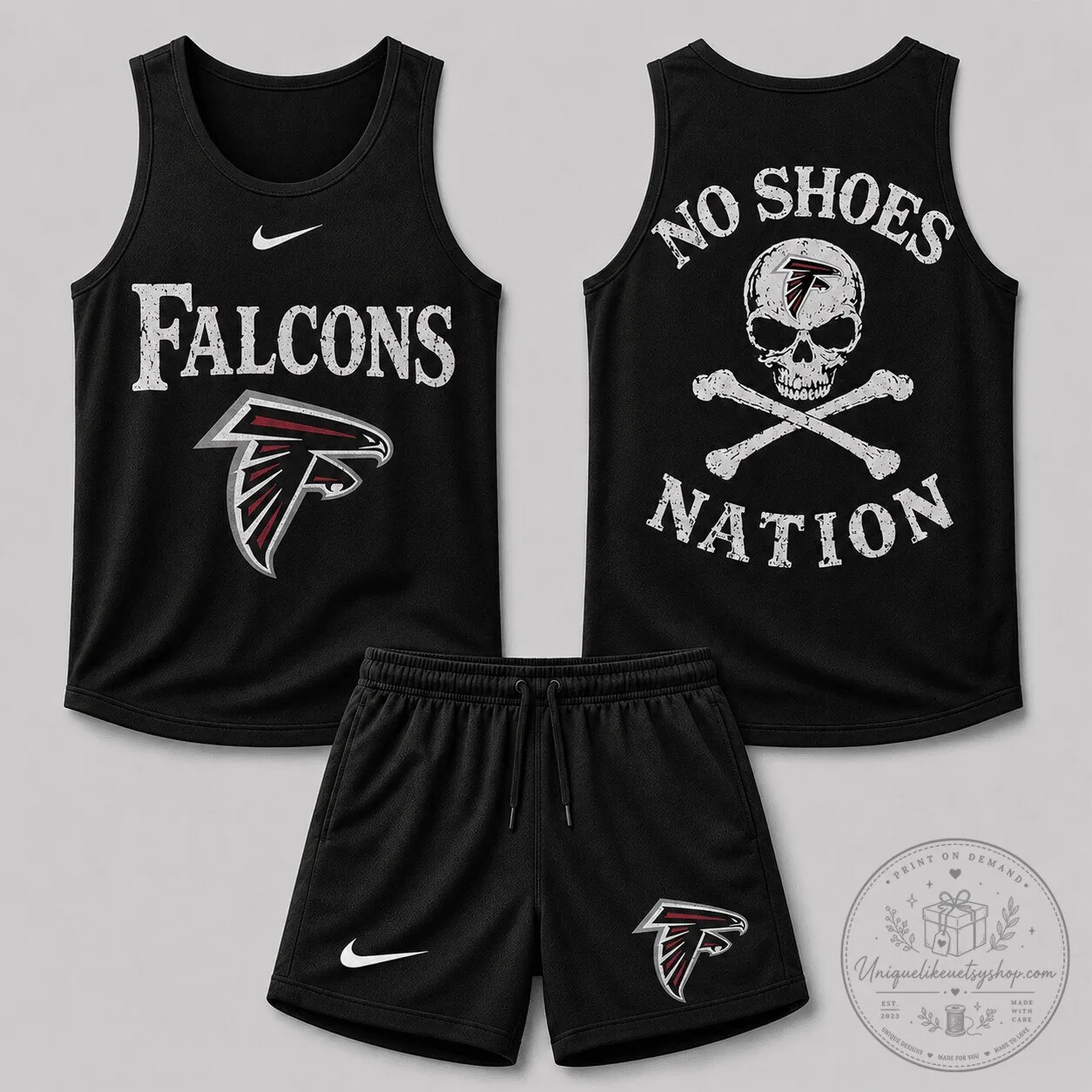 Atlanta Falcons Skull Crossbones Nation Sleeveless Tank Top and Shorts Set