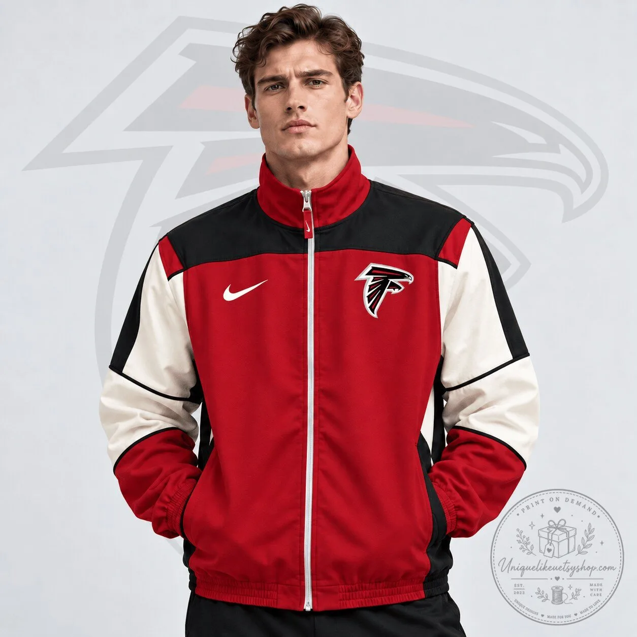 Atlanta Falcons Nike Team Crest Retro Color Block Full Zip Windbreaker Jacket