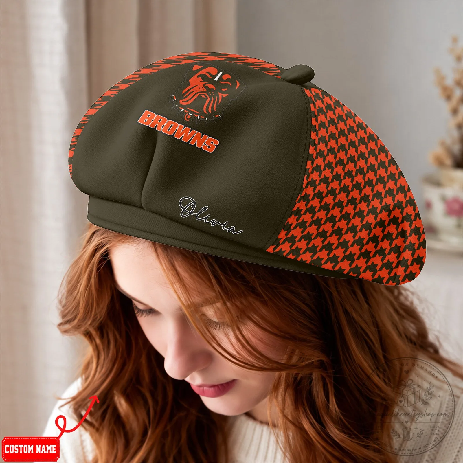 Cleveland Browns NFL Personalized Women's Beret Hat