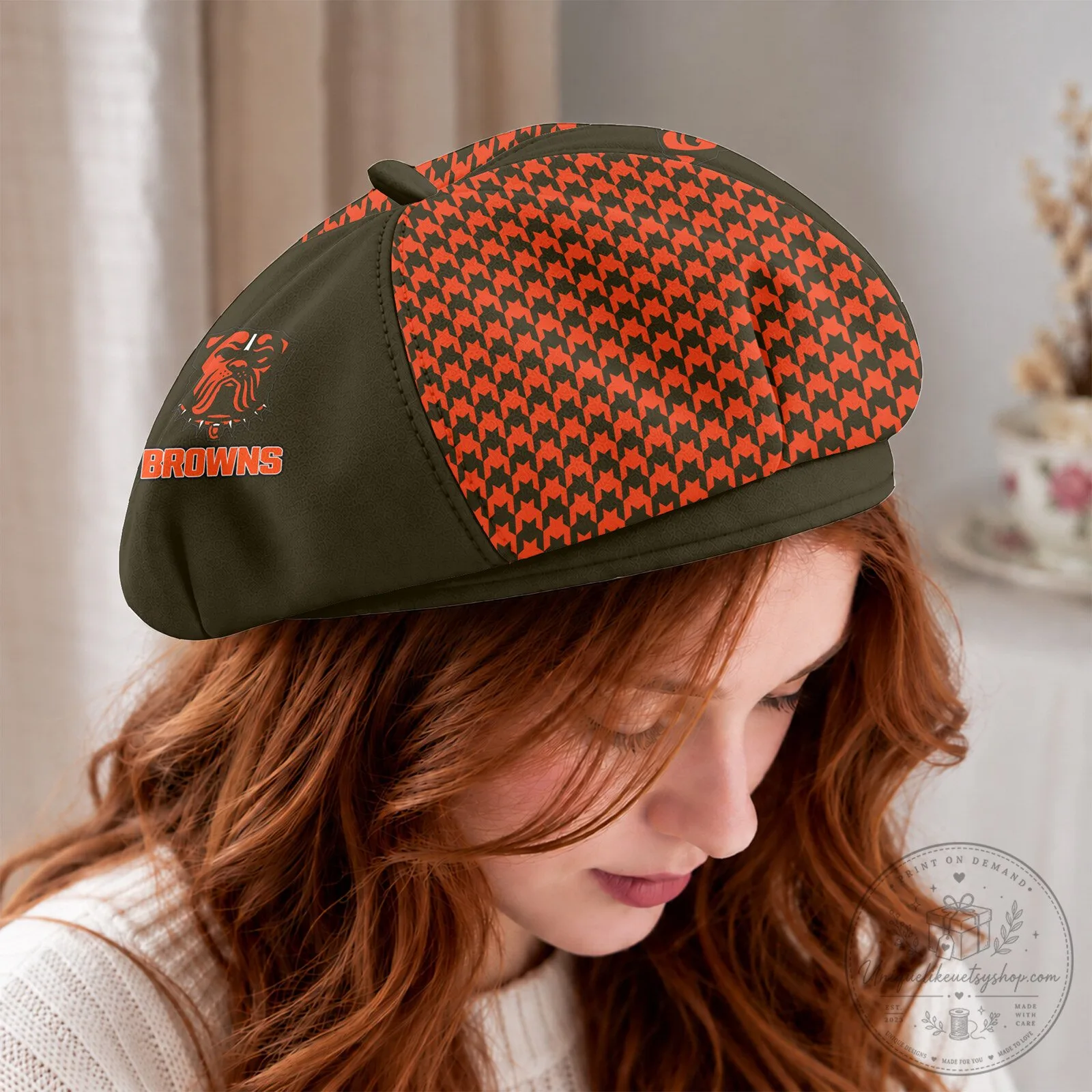 Cleveland Browns NFL Personalized Women's Beret Hat 5 cleveland browns nfl personalized women s beret hat gallery 1